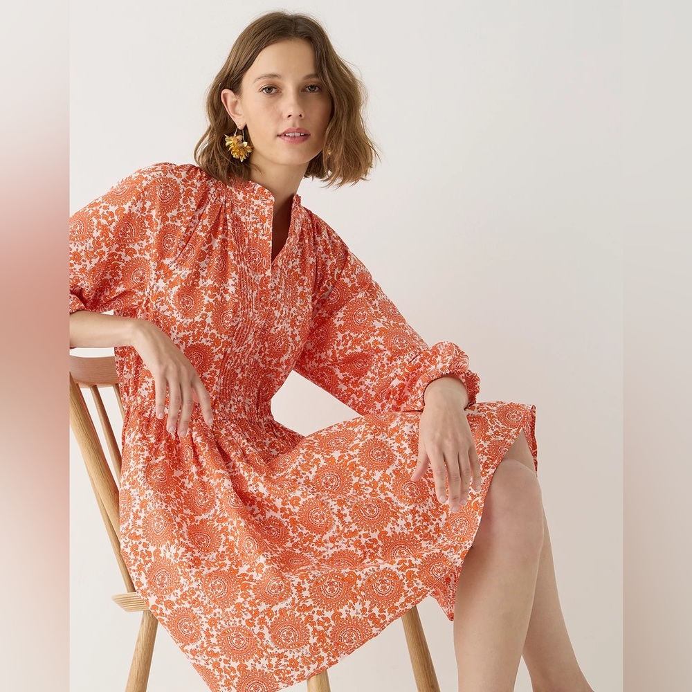 J.Crew Tall ruffle-collar mini dress in cotton poplin floral bouquet BP870 - Picture 1 of 12